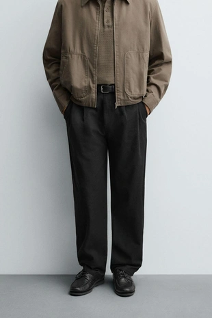 Брюки свободного кроя из хлопка и льна- Заказать в России