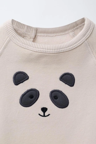 Ecru | 4174/518/712 - Zara Комбинезон из флиса с вышивкой «медведь»