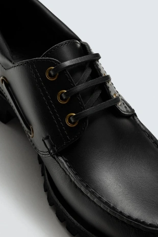 Black | 2484/620/800 - Zara Кожаные топсайдеры