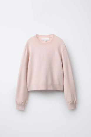 Pink | 3920/918/620 - Zara Вязаный джерси с перьями