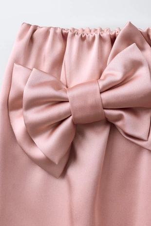 Атласная юбка-шорты с бантом- Заказать в России