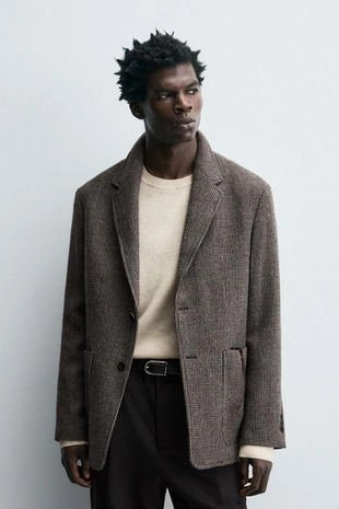 Блейзер из 100% шерсти с рельефным узором- Заказать в России