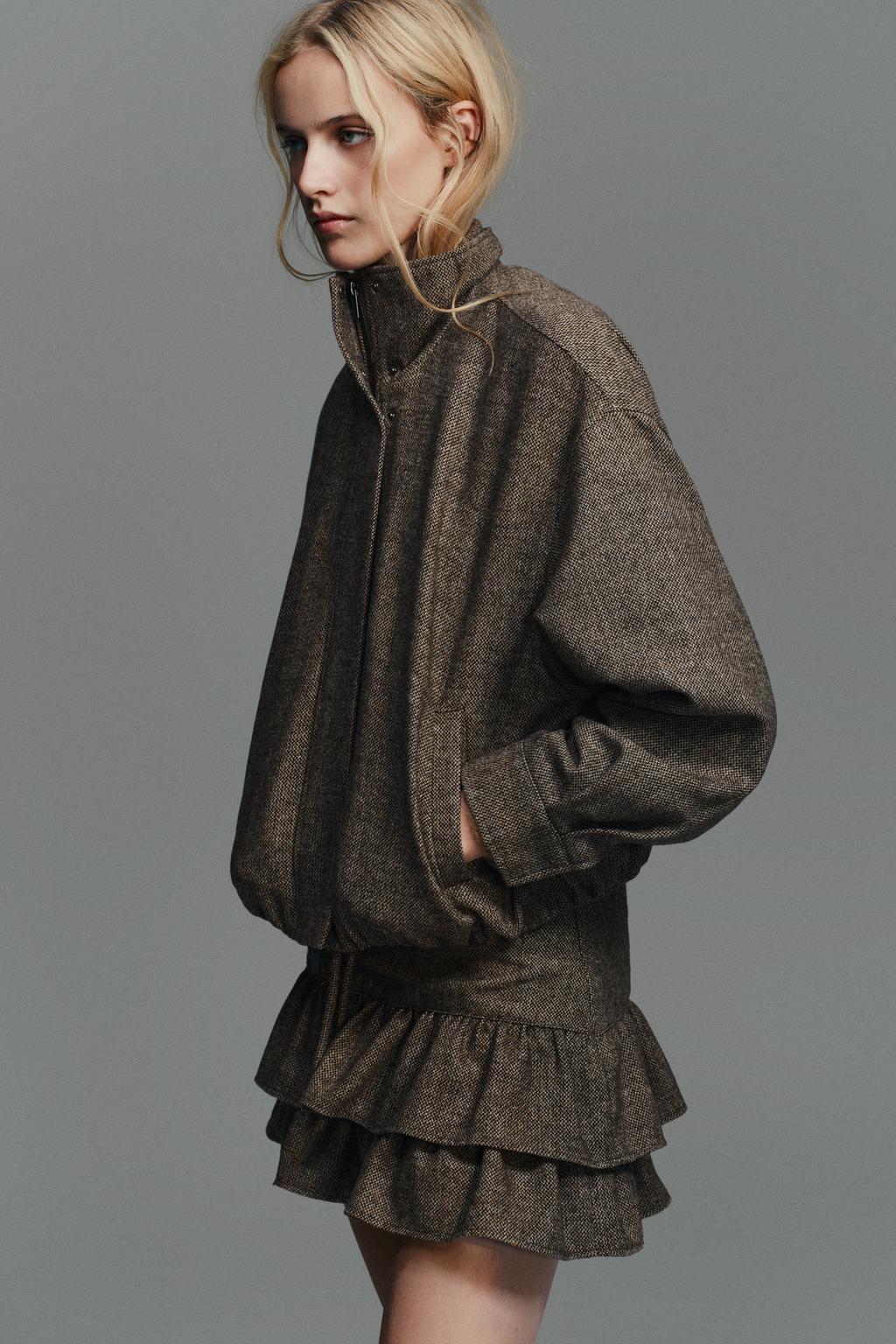 ЮБКА-ШОРТЫ ИЗ ШЕРСТЯНОЙ ТКАНИ В ЕЛОЧКУ