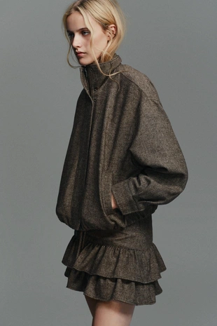 Юбка-шорты из шерстяной ткани в елочку- Заказать в России