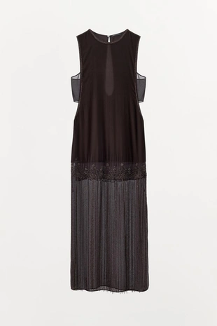 Комбинированное платье из бархата с бисером и бахромой- Заказать в России