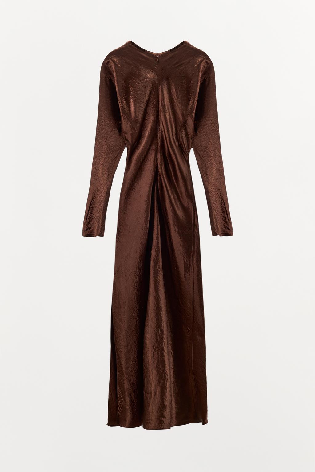 ПЛАТЬЕ МИДИ С ЭФФЕКТОМ МЯТОЙ ТКАНИ И СКЛАДКАМИ