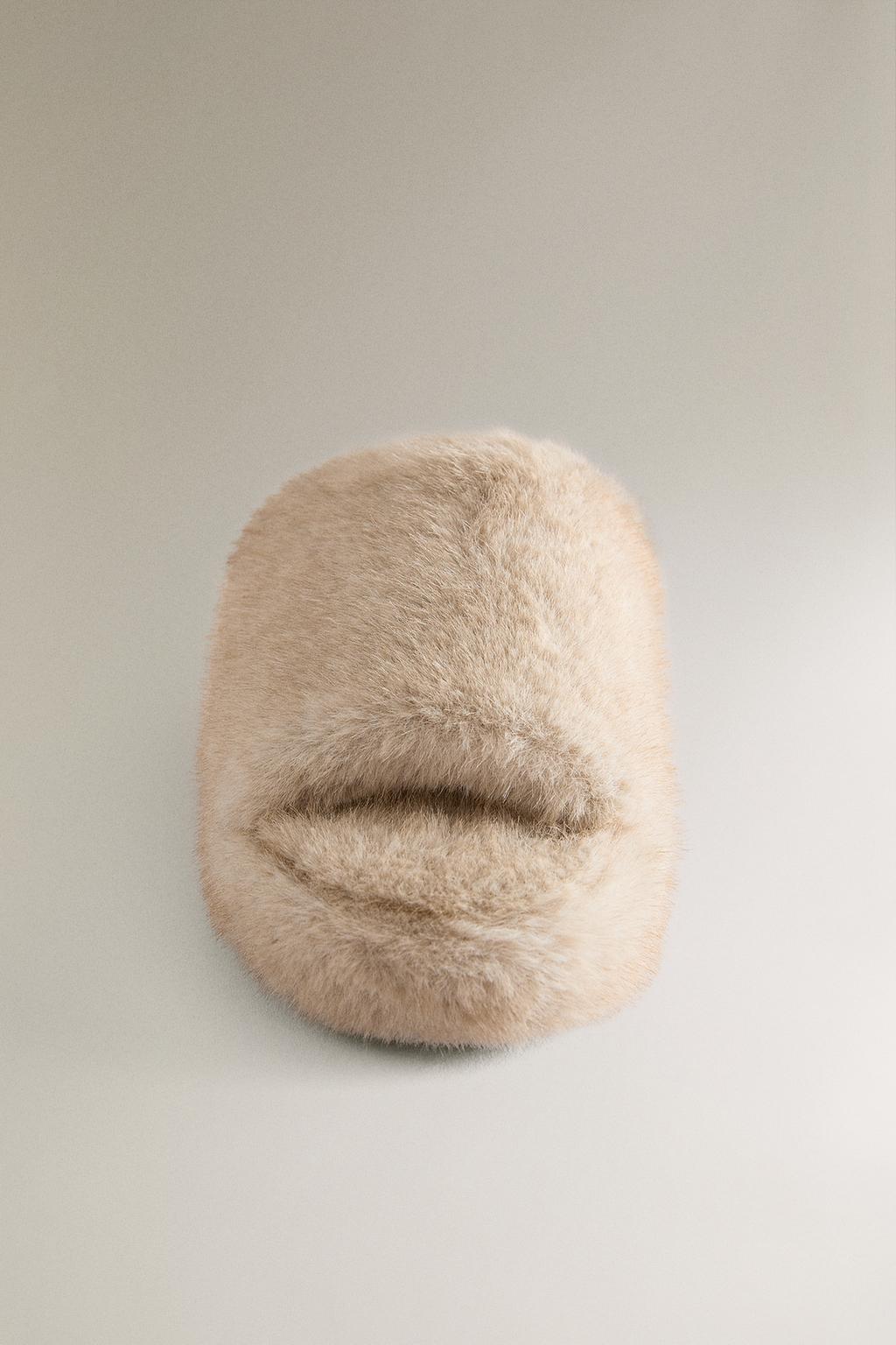 Тапочки с платформой и искусственным мехом