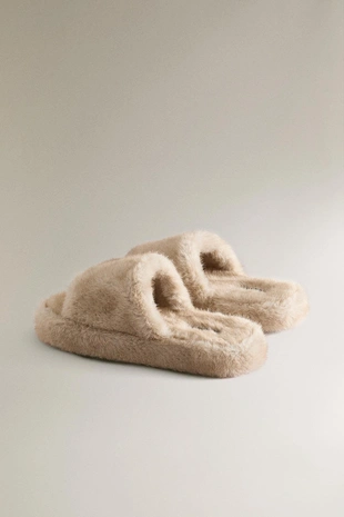 Тапочки с платформой и искусственным мехом- Заказать в России