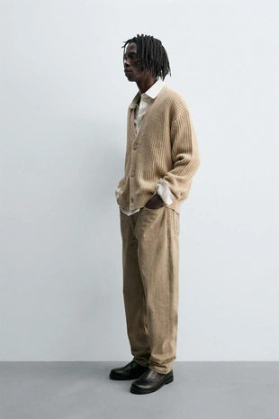 Кардиган из рубчикового трикотажа