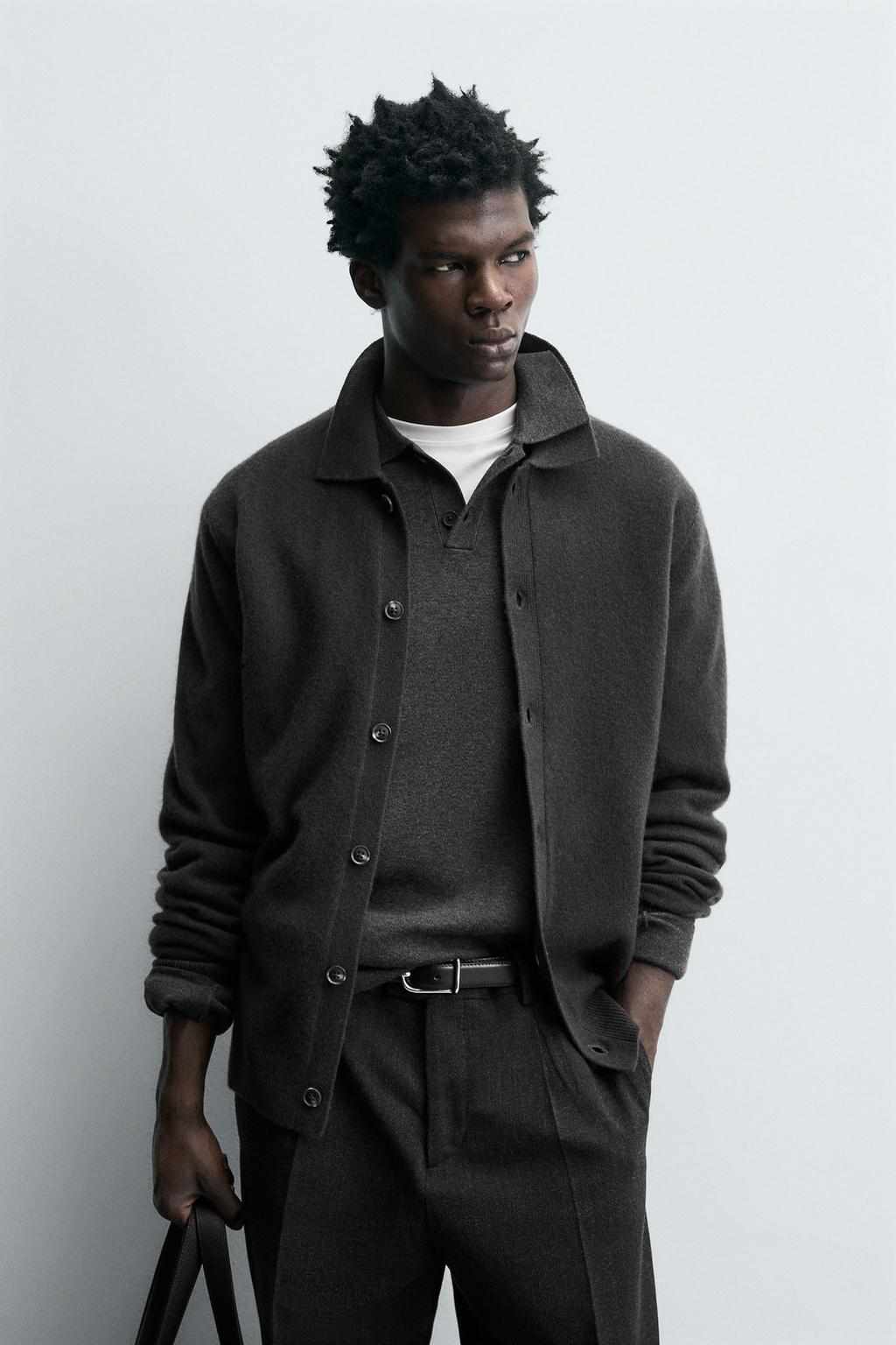 КАРДИГАН КЛАССИЧЕСКОГО КРОЯ ИЗ СМЕСОВОЙ ШЕРСТИ