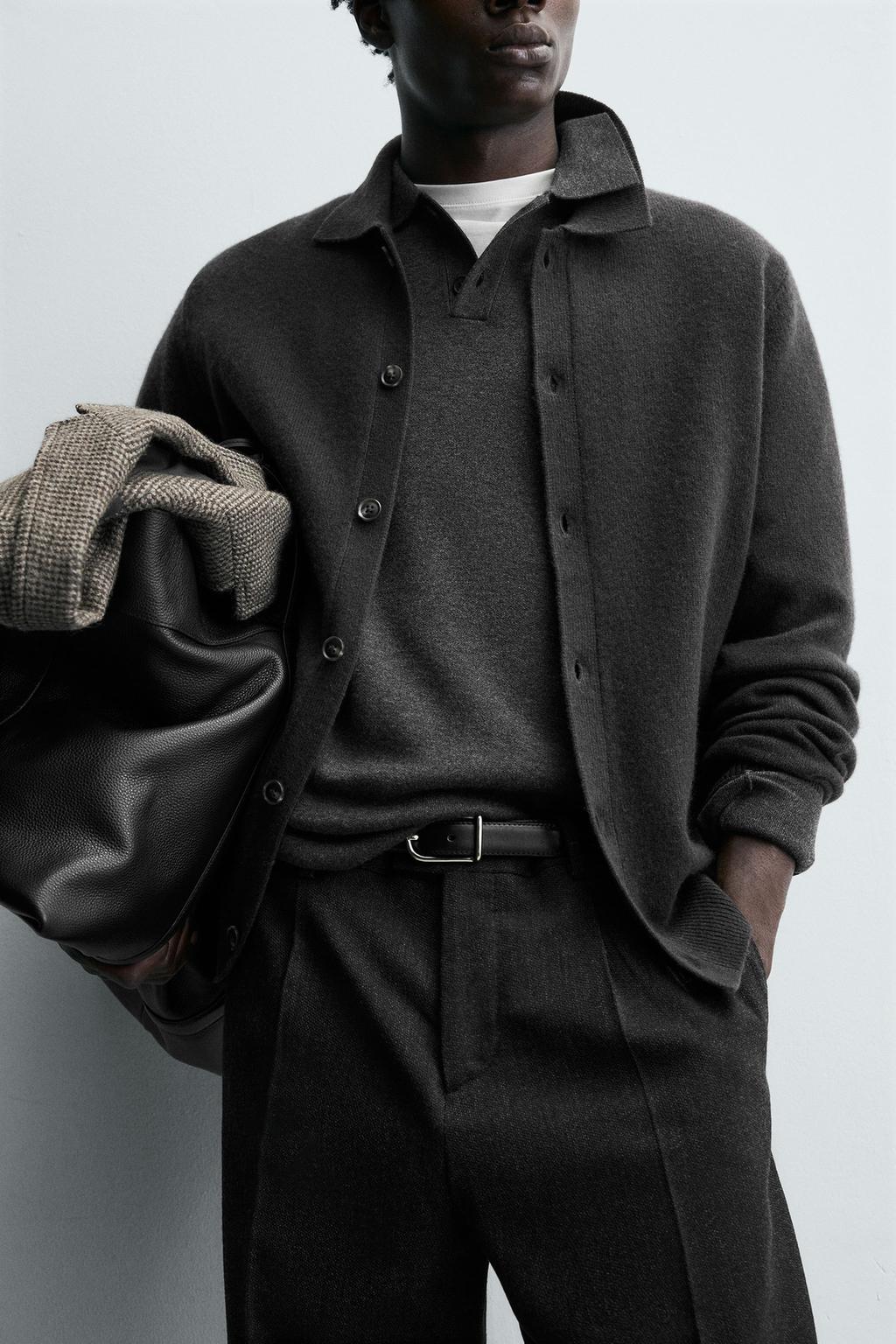 КАРДИГАН КЛАССИЧЕСКОГО КРОЯ ИЗ СМЕСОВОЙ ШЕРСТИ