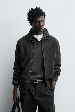 Кардиган классического кроя из смесовой шерсти- Заказать в России