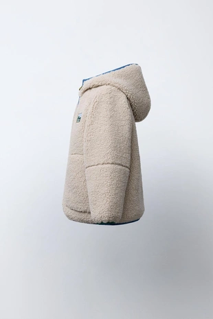 Ecru | 3791/558/712 - Zara Куртка из искусственной овчины с капюшоном и контрастными деталями