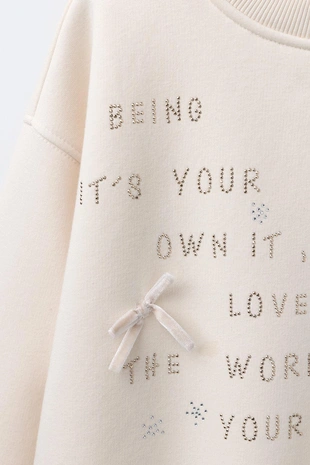 Толстовка с надписью и стразами- Заказать в России