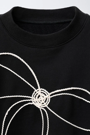 Black | 6201/733/800 - Zara Толстовка с бантом из шнурка