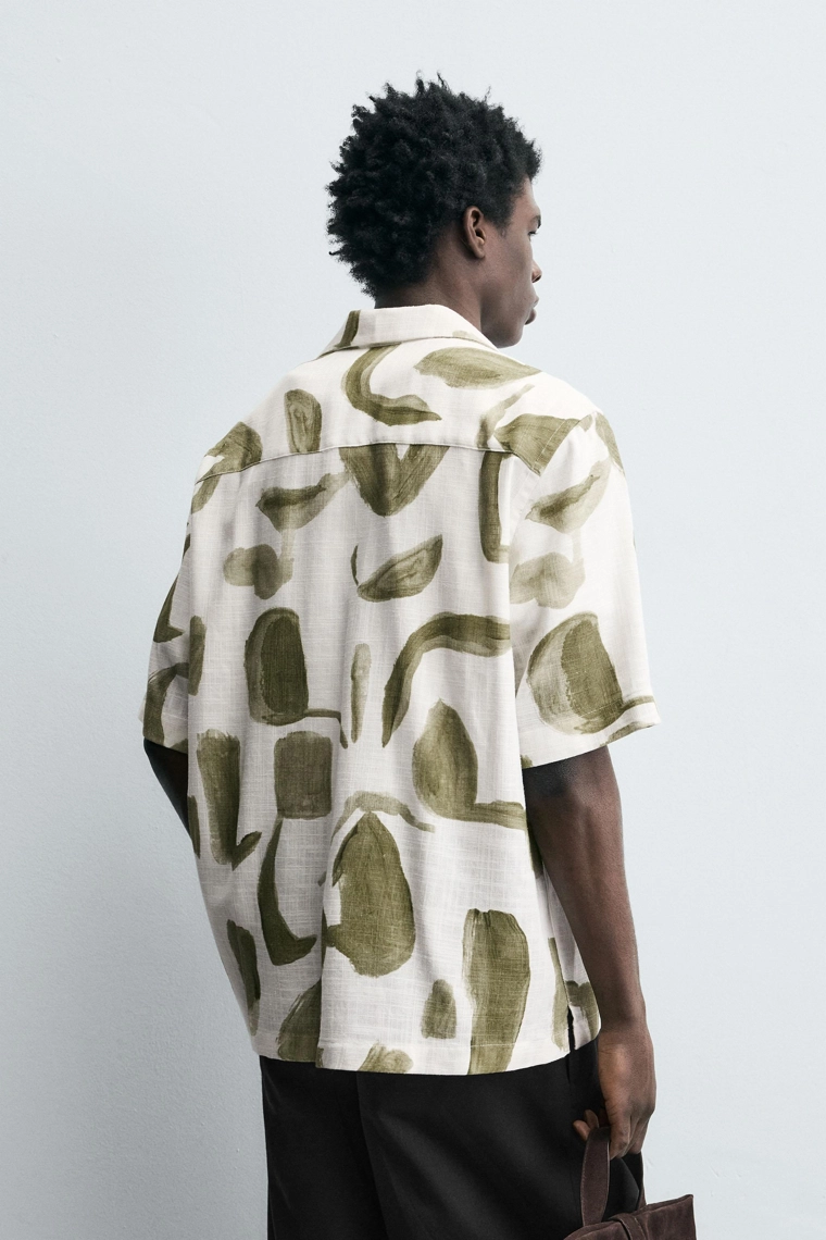 Рубашка из вискозы/ленна с принтом