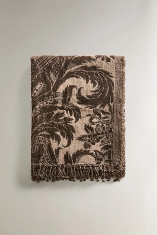 Плед с цветочным жаккардом- Заказать в России