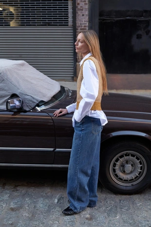 Жилет в елочку из смесовой шерсти- Заказать в России