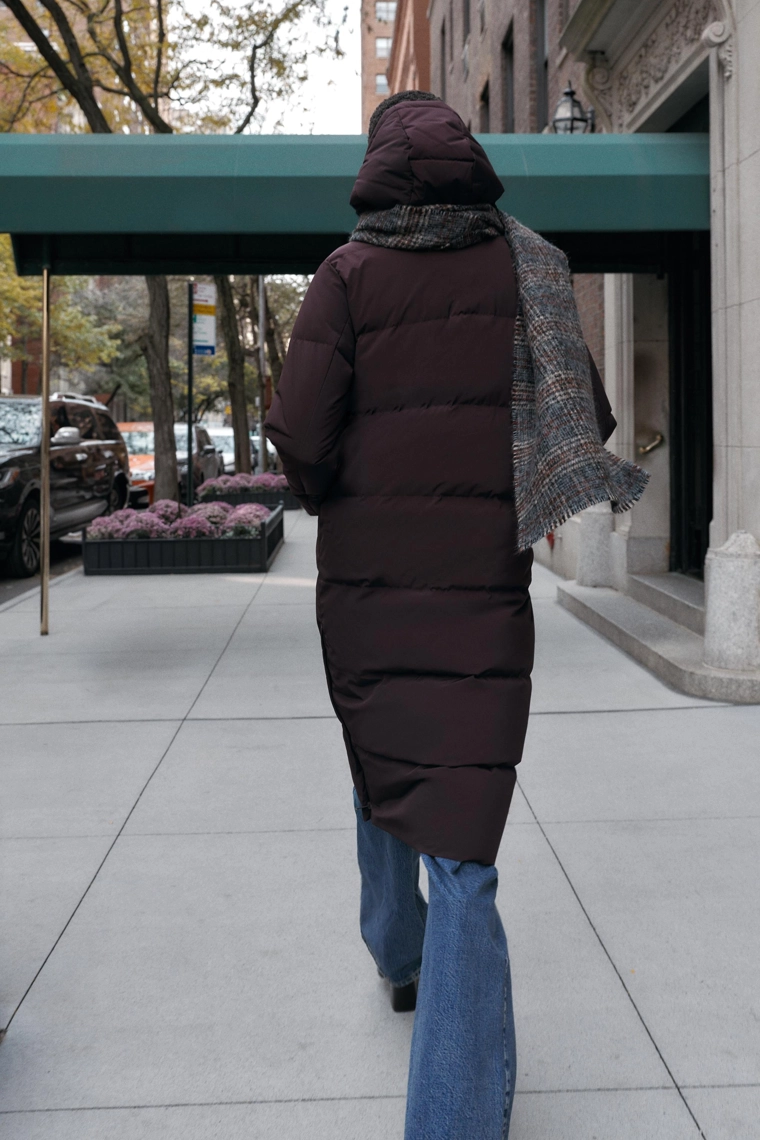 Длинный пуховик ветрозащитный и водоотталкивающий