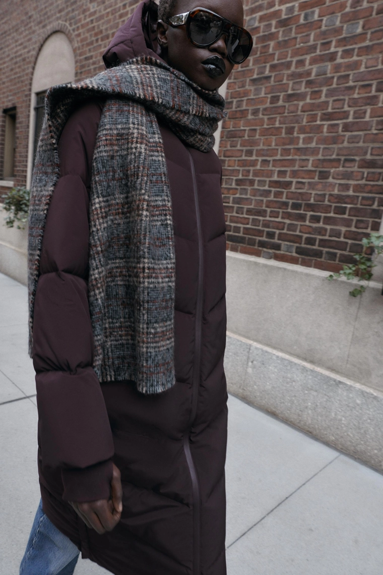 Длинный пуховик ветрозащитный и водоотталкивающий