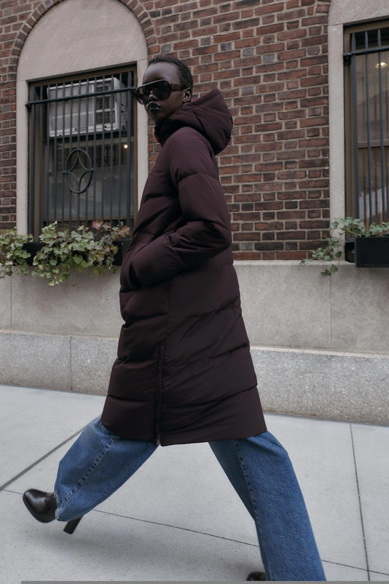 Длинный пуховик ветрозащитный и водоотталкивающий