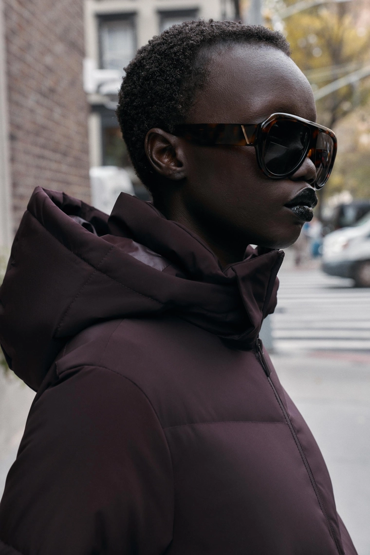 Длинный пуховик ветрозащитный и водоотталкивающий