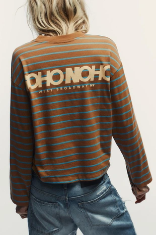 Футболка в полоску с текстом- Заказать в России