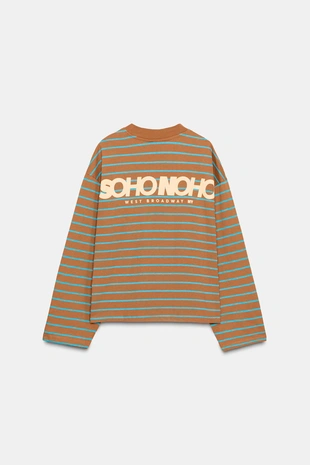 Футболка в полоску с текстом- Заказать в России