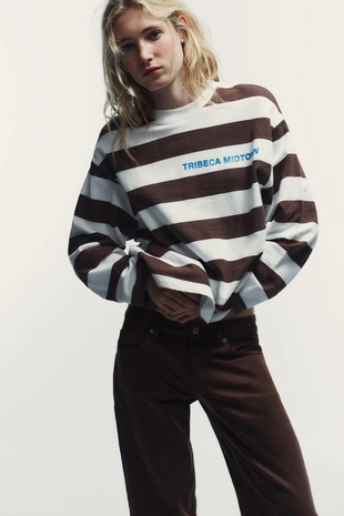 Футболка в полоску с текстом- Заказать в России