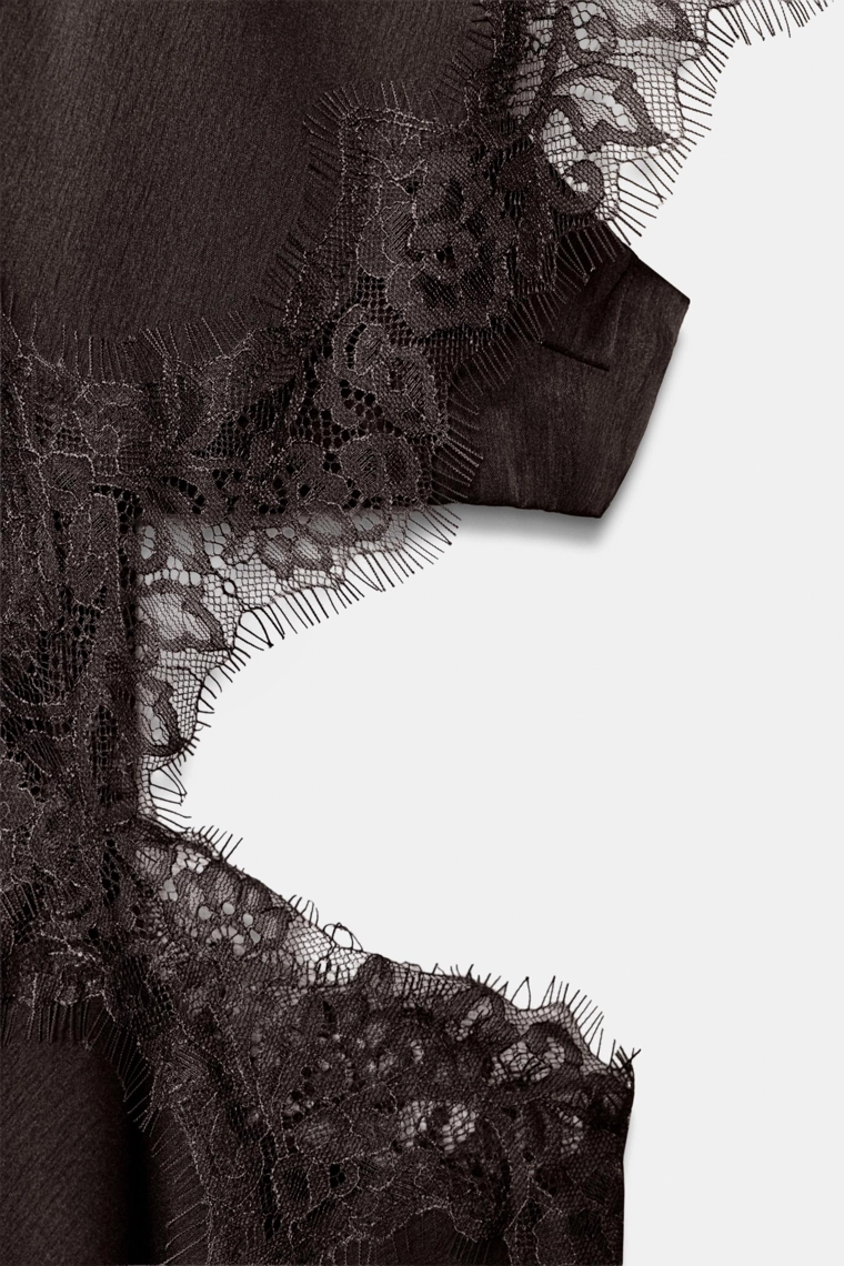 Платье из атласа zw коллекции с вырезом и кружевом