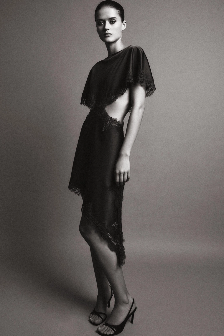 Платье из атласа zw коллекции с вырезом и кружевом