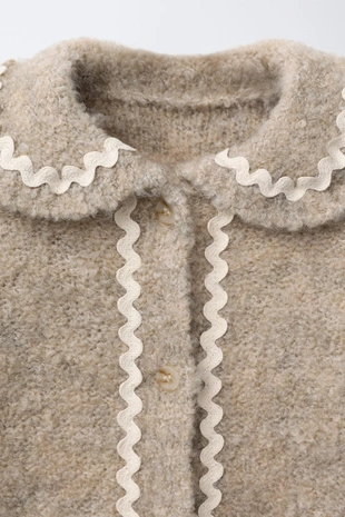 Light beige | 1473/459/052 - Zara Вязаный кардиган с воланом