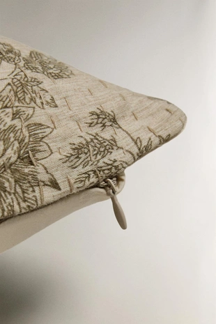 Обивка подушки из хлопка и льна с цветочным узором- Заказать в России