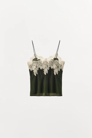 Бархатный топ с кружевом- Заказать в России