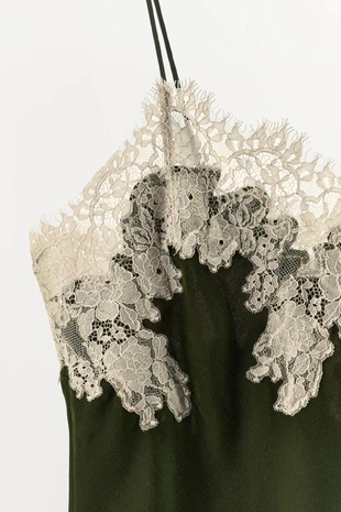 Бархатный топ с кружевом- Заказать в России