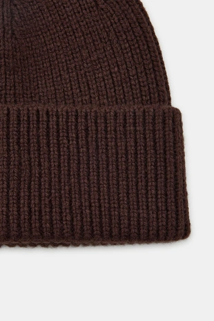 Шапка бини в рубчик с отворотом