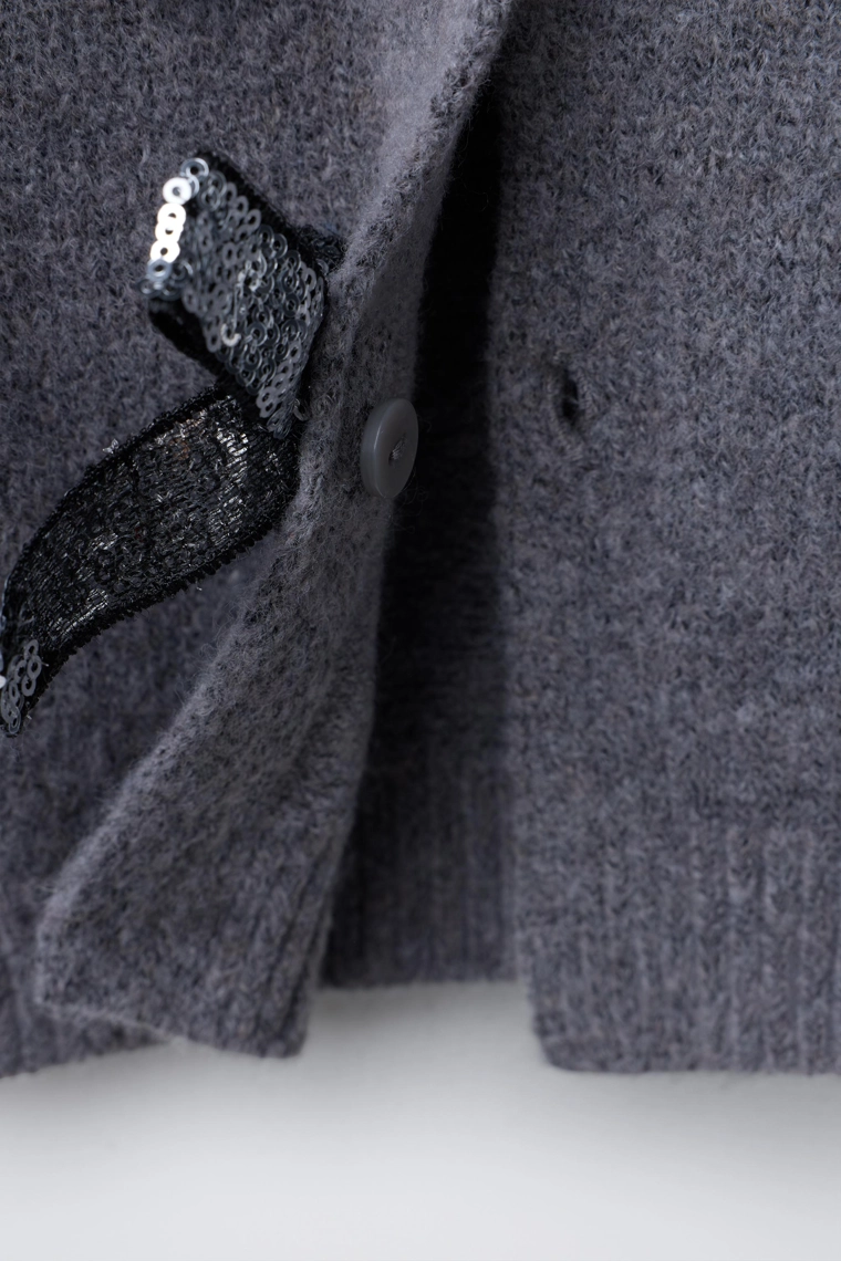 Кардиган с аппликациями в виде блестящих бантов