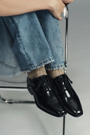 Кожаные туфли-дерби со шнуровкой- Заказать в России