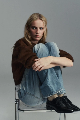 Кожаные туфли-дерби со шнуровкой- Заказать в России