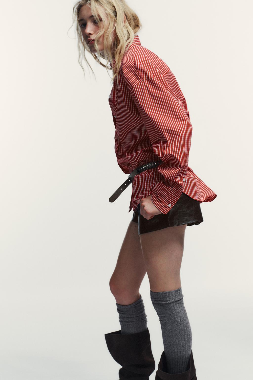 РУБАШКА ОВЕРСАЙЗ ИЗ ПОПЛИНА В КЛЕТКУ