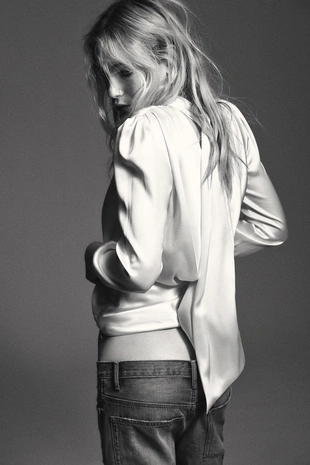 Атласная рубашка с завязками на спине- Заказать в России