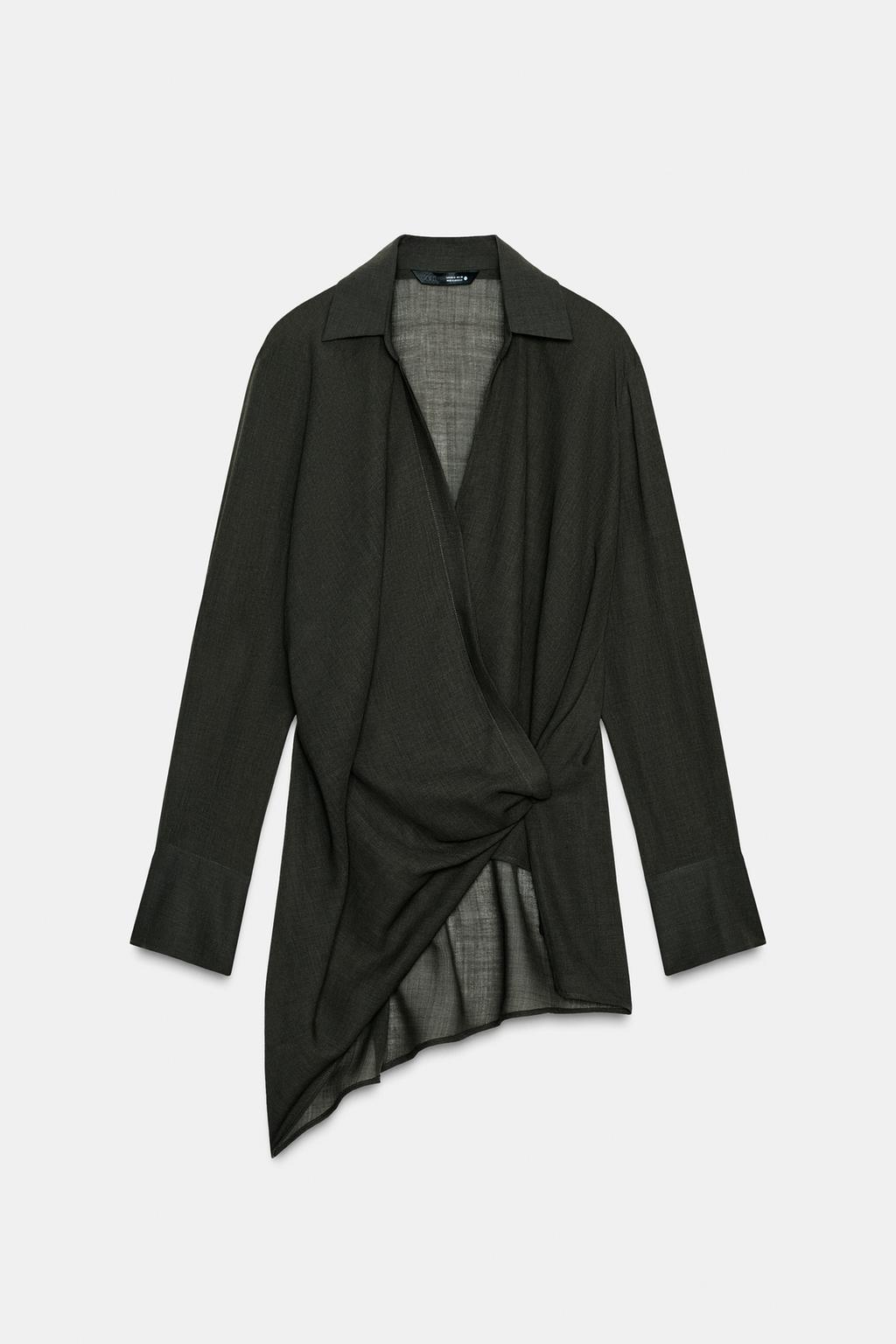 АСИММЕТРИЧНЫЙ ТОП С ЗАПАХОМ ИЗ СМЕСОВОЙ ШЕРСТИ — ZW COLLECTION