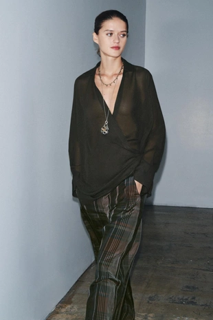 Асимметричный топ с запахом из смесовой шерсти — ZW COLLECTION- Заказать в России