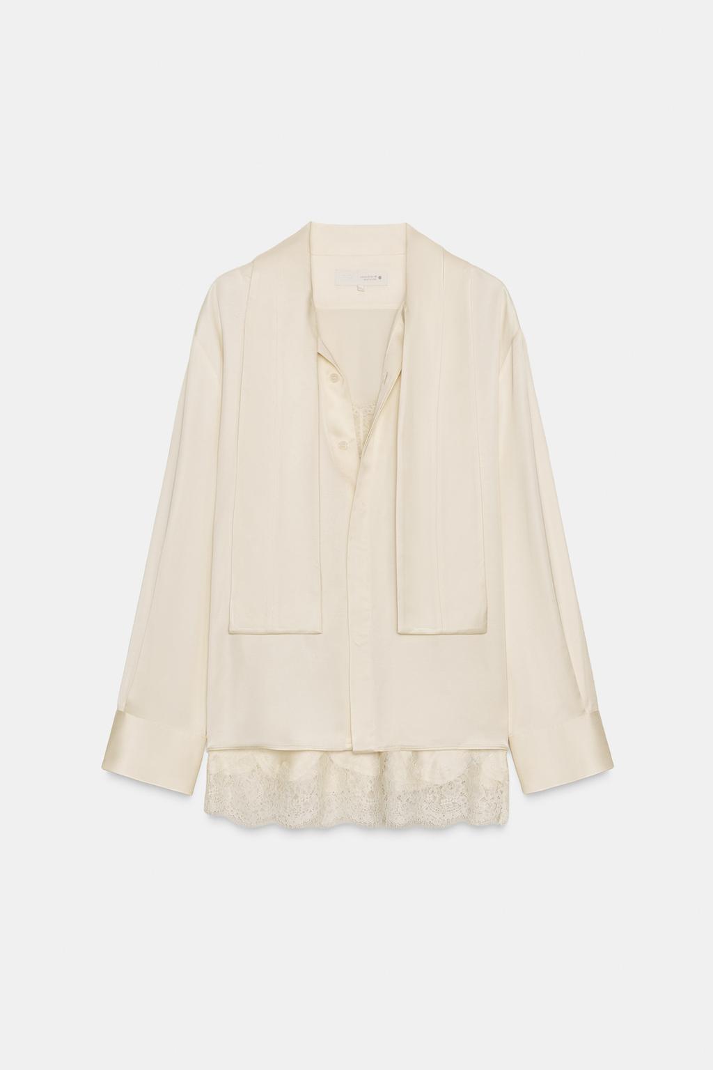 КОМБИНИРОВАННАЯ АТЛАСНАЯ БЛУЗА ZW COLLECTION