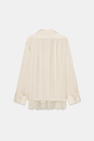 Комбинированная атласная блуза ZW COLLECTION- Заказать в России