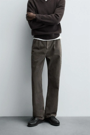 Купить Zara Джинсы STRAIGHT FIT со складками