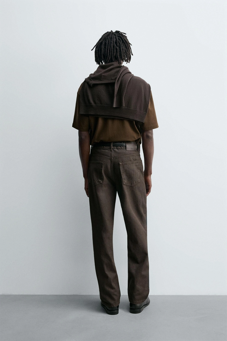 Джинсы прямого кроя с вощеным эффектом