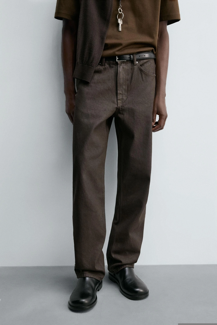 Джинсы прямого кроя с вощеным эффектом