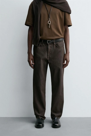 Джинсы прямого кроя с вощеным покрытием- Заказать в России