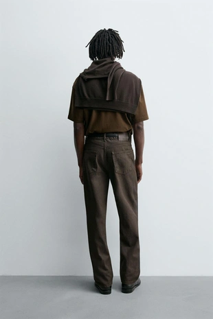 Джинсы прямого кроя с вощеным покрытием- Заказать в России